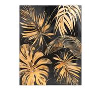 Artery8 Golden Monstera Leaf Palm Frond Dark Plant Lover Living Room Extra Large XL Wall Art Poster Print