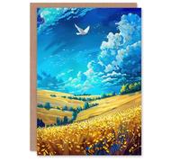 Artery8 Golden Yellow Wheat Fields Countryside Landscape Greeting Birthday Card Him Her All Blank