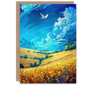 Artery8 Golden Yellow Wheat Fields Countryside Landscape Greeting Birthday Card Him Her All Blank