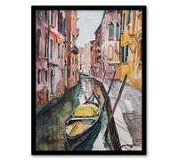 Gondola in Venice Canal Watercolour Classic Framed Art Print Artery8 Multi A4