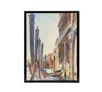 Artery8 Gondola Moorings on the Grand Canal Sargent Framed Canvas Wall Art | Size: W18" x H24" Artery8 Multicolor W18" x H24"