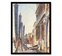 Artery8 Gondola Moorings On The Grand Canal Sargent Framed Wall Art Print 12X16"