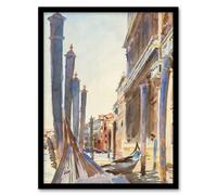 Artery8 Gondola Moorings on the Grand Canal Sargent Framed Wall Art Print | Size: A4 Artery8 Multicolor A4