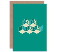 Artery8 Good Luck Blocks Green Greetings Card Artery8 Green