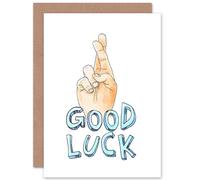 Artery8 Good Luck Fingers Crossed Greetings Card in White Artery8 White