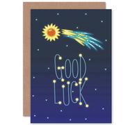 Artery8 Good Luck Lucky Star Comet Greetings Card in Blue Artery8 Blue