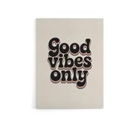 Artery8 Good Vibes Only Bold Funky Retro Typography Canvas Wall Art Print in Beige | Size: W18" x H24" Artery8 Beige W18" x H24"