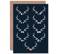 Artery8 Googly Eyed Reindeer Rudolph Fun Funny Xmas Christmas Greetings Card in Blue Artery8 Blue