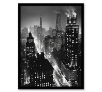 Gotham City Black White Cityscape Concept Art Framed Art Print Artery8 Black A4