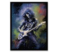 Artery8 Gothic Metal Guitar Virtuoso Colourful Artwork Musician Playing Music Solo Artwork Framed Wall Art Print A4