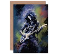 Artery8 Gothic Metal Rock Virtuoso Guitar Solo for Husband Him Dad Son Brother Birthday Thank You Congratulations Blank Art Greeting Card