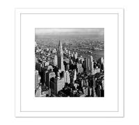 Artery8 Gottscho Empire State Building New York 1932 8X8 Inch Square Wooden Framed Wall Art Print Picture with Mount in White Artery8 White