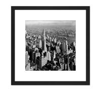Artery8 Gottscho Empire State Building New York 1932 8X8 Inch Square Wooden Framed Wall Art Print Picture with Mount in Black Artery8 Black