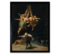 Artery8 Goya The Witches' Flight Old Master Home Decor 12x16" Framed Art Print in Brown | Size: W12" x H16" Artery8 Brown W12" x H16"