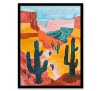 Artery8 Grand Canyon Saguaro Cactus Arizona Landscape Living Room Artwork Framed Wall Art Print A4