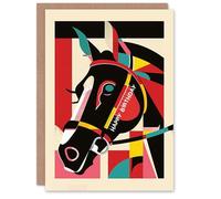 Artery8 Grand National Horse Racing Art Deco Style For Him Man Birthday Card