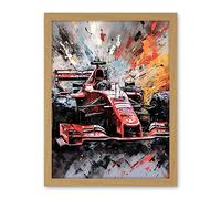 Artery8 Grand Prix Paint Splat Red Race Car Bold Artwork Framed Wall Art Print 18X24 Inch
