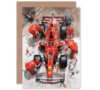 Artery8 Grand Prix Pit Stop for Husband Him Dad Son Fathers Day Greeting Card in Red Artery8 Red