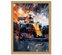 Artery8 Grand Prix Race Car in Action on Track Circuit Artwork Framed A3 Wall Art Print