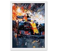 Artery8 Grand Prix Race Car in Action on Track Circuit Artwork Framed A3 Wall Art Print