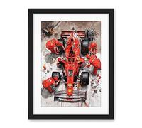 Artery8 Grand Prix Race Car Wheel Change Aerial Shot Artwork Framed Wall Art Print 18X24 Inch