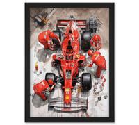 Artery8 Grand Prix Race Car Wheel Change Aerial Shot Artwork Framed Wall Art Print A4 in Black Artery8 Black