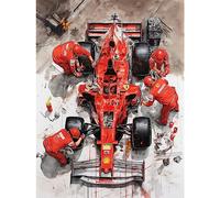 Artery8 Grand Prix Race Car Wheel Change Aerial Shot Unframed Wall Art Print Poster Home Decor Premium