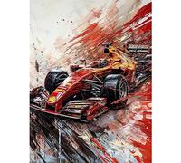 Artery8 Grand Prix Red Race Car Action Shot Paint Splat Large Wall Art Poster Print Thick Paper 18X24 Inch
