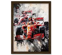 Artery8 Grand Prix Track Circuit Cars Racing Paint Splat Artwork Framed Wall Art Print A4