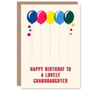 Artery8 Granddaughter Happy Birthday Card Fun Colourful Cheerful Pink Blue Yellow Balloons For Her Greeting Card