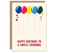 Artery8 Grandma Happy Birthday Card Fun Colourful Cheerful Pink Blue Yellow Balloons For Her Greeting Card