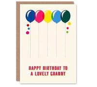Artery8 Granny Happy Birthday Card Fun Colourful Cheerful Pink Blue Yellow Balloons For Her Greeting Card