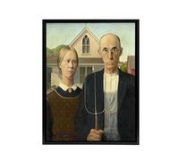 Artery8 Grant Wood American Gothic Framed Canvas Wall Art Print | Size: W18" x H24" Artery8 Multicolor W18" x H24"