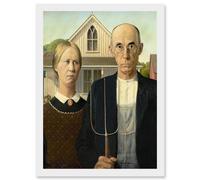 Artery8 Grant Wood American Gothic Iconic A4 Artwork Framed Wall Art Print