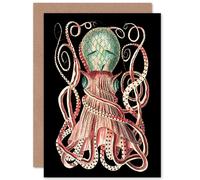 Artery8 Granulated Cuttle Octopus Black Greetings Card Artery8 Black