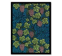 Artery8 Grape Vine & Leaves Pattern Vintage Framed Wall Art Print W. Morris in Blue | Size: A4 Artery8 Blue A4
