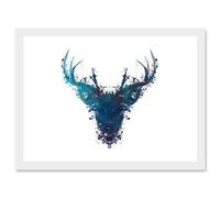 Artery8 Graphic Ink Splat Deer Stag Scotland A4 Artwork Framed Wall Art Print