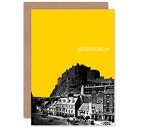 Wee Blue Coo Grassmarket Edinburgh Scottish Landmark Yellow Greetings Card