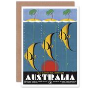 Artery8 Great Barrier Reef Queensland Australia Fish Tropical Greetings Card in Blue Artery8 Blue