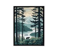 Artery8 Great Bear Rainforest Coastal Landscape Framed Canvas Wall Art Print in Blue | Size: W24" x H32" Artery8 Blue W24" x H32"