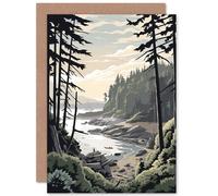 Artery8 Great Bear Rainforest Hikers Coastal Landscape Travel Birthday Sealed Greeting Card Plus Envelope Blank inside