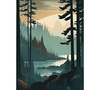 Artery8 Great Bear Rainforest Misty Sunrise Landscape Large Wall Art Poster Print Thick Paper 18X24 Inch