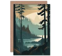 Artery8 Great Bear Rainforest Misty Sunrise Landscape Travel Birthday Card Artery8 Multicolor