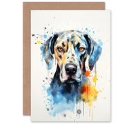 Artery8 Great Dane Lovers Gift Watercolour Pet Portrait Painting Artwork Sealed Greeting Card Plus Envelope Blank inside