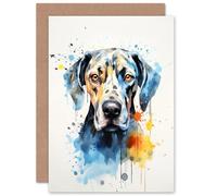 Artery8 Great Dane Lovers Gift Watercolour Pet Portrait Painting Artwork Sealed Greeting Card Plus Envelope Blank inside