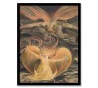 Artery8 Great Red Dragon And Sun Clothed Woman Blake Framed Wall Art Print 12X16"