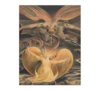 Artery8 Great Red Dragon & Sun Clothed Woman Blake Wall Art Poster Print | Size: W12" x H16" Artery8 Multicolor W12" x H16"