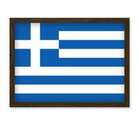 Artery8 Greece National Flag Vexillology World Flags Country Region Poster Artwork Framed Wall Art Print A4 in Brown Artery8 Brown