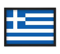 Artery8 Greece National Flag Vexillology World Flags Country Region Poster Artwork Framed Wall Art Print A4 in Black Artery8 Black