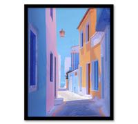 Artery8 Gr ostal Pastel Colour Painting Calm Sunny Wall Art Print - A4 Size